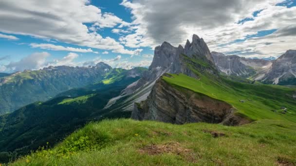 Movimento Timelapse Montanha Seceda Nas Dolomitas Itália — Vídeo de Stock