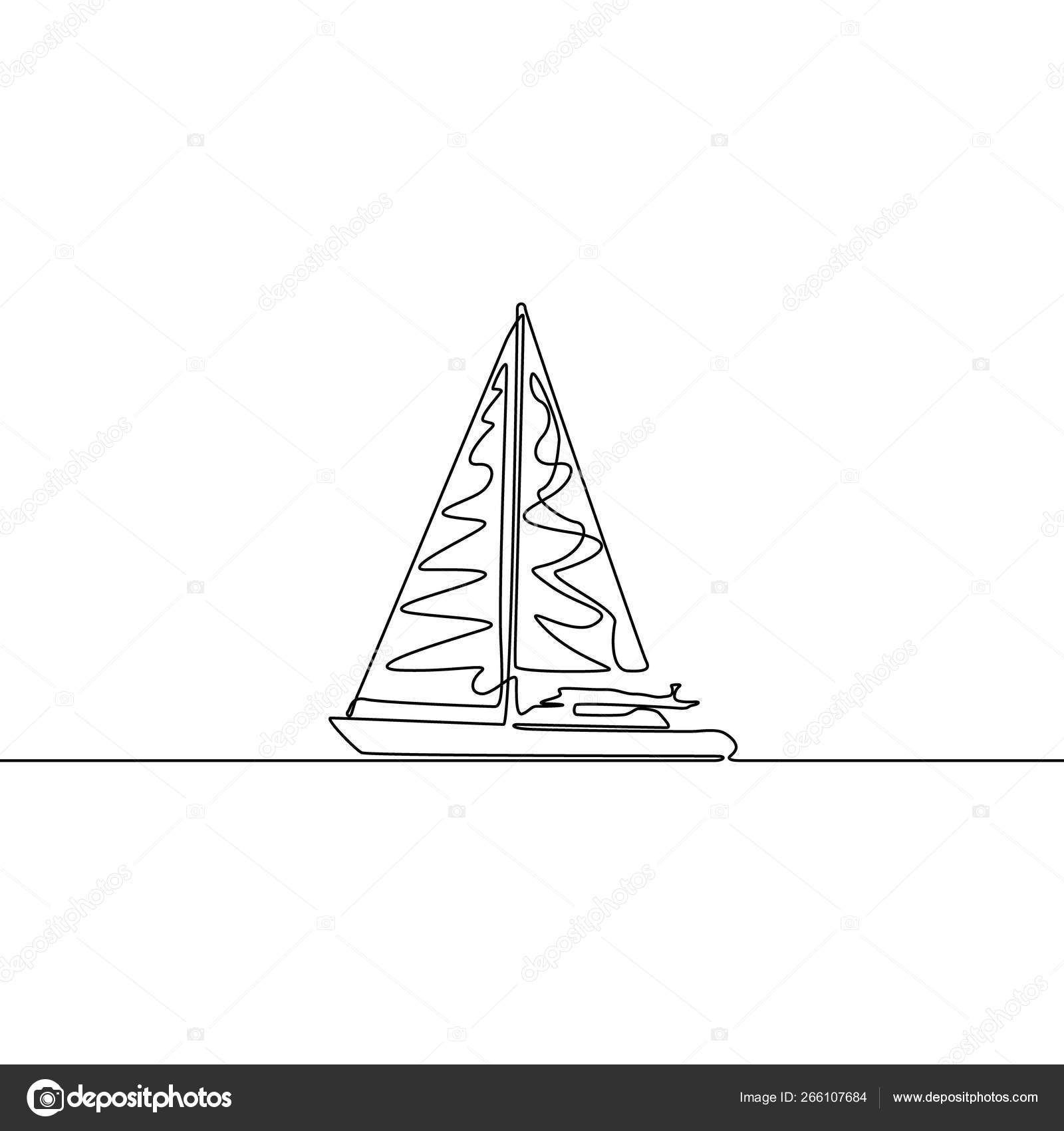 Continuous Line Drawing Of Sailboat Yacht Continuous Line Drawing Single Line Vector Ship Illustration Boat Stock Vector C Askhatgilyakhov 266107684