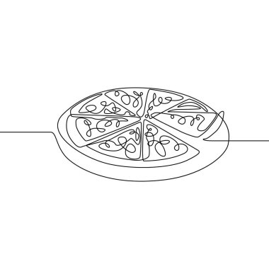 Sürekli hat Pizza. Fast food. Vektör çizimi.