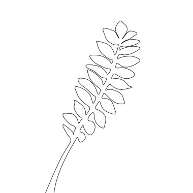 Tropikal dal yaprağı çizen bir çizgi. Sürekli hat egzotik tropikal bitki.