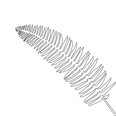 Eğrelti otu çizen bir çizgi. Sürekli hat egzotik tropikal bitki.