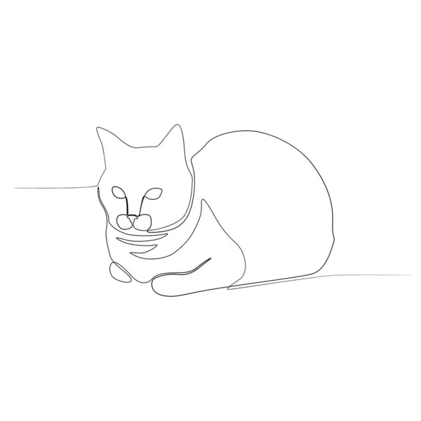 Línea Continua Sentado Gato Pan Gato Nuevo Minimalismo Ilustración Vectorial — Archivo Imágenes Vectoriales