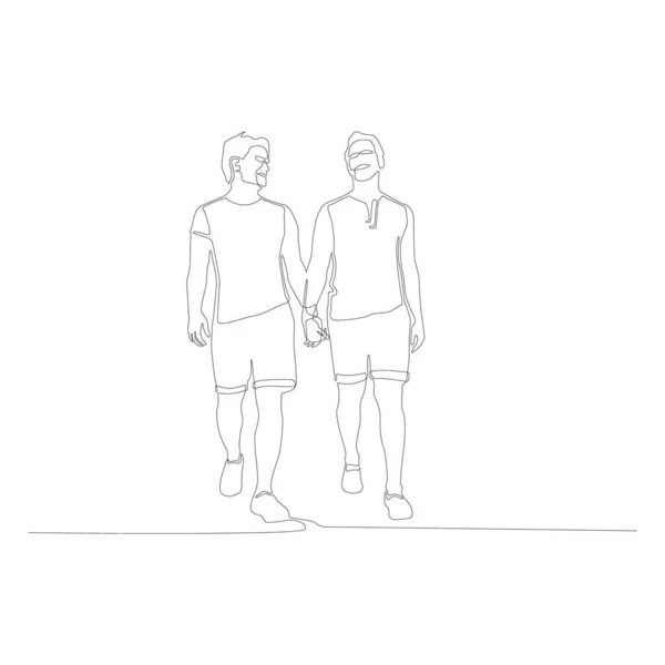 Couple Lgbt Ligne Continue Couple Homosexuel Dessin Ligne Illustration Vectorielle — Image vectorielle