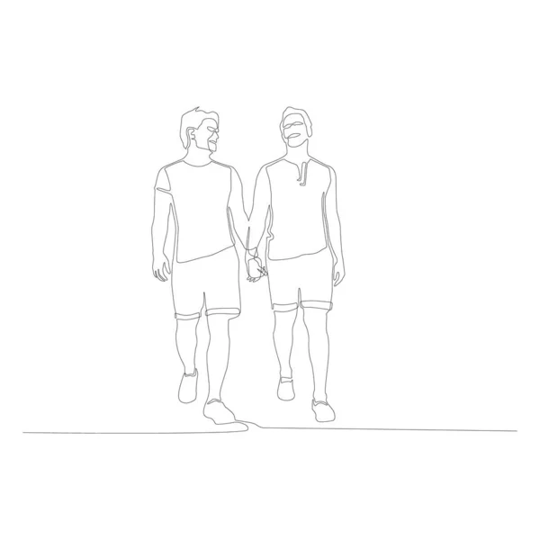 Línea Continua Pareja Lgbt Pareja Homosexual Dibujo Una Línea Ilustración — Vector de stock