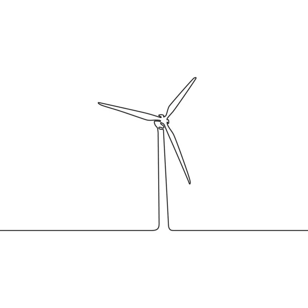 Sürekli Çizgi Rüzgar Türbini Vektör Çizim — Stok Vektör