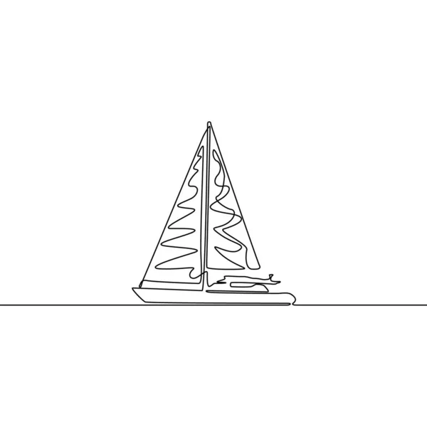 Yacht Continuous Line Drawing Single Line Vector Ship Illustration Boat — 스톡 벡터