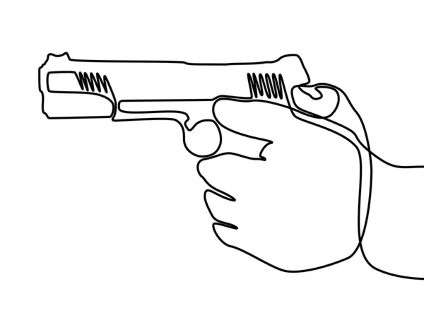 Mano Línea Continua Sosteniendo Arma Vector — Vector de stock