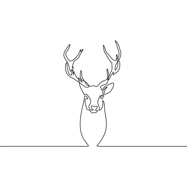 Garis Berkelanjutan Menggambar Reindeer Terisolasi Pada Latar Belakang Putih Ilustrasi - Stok Vektor