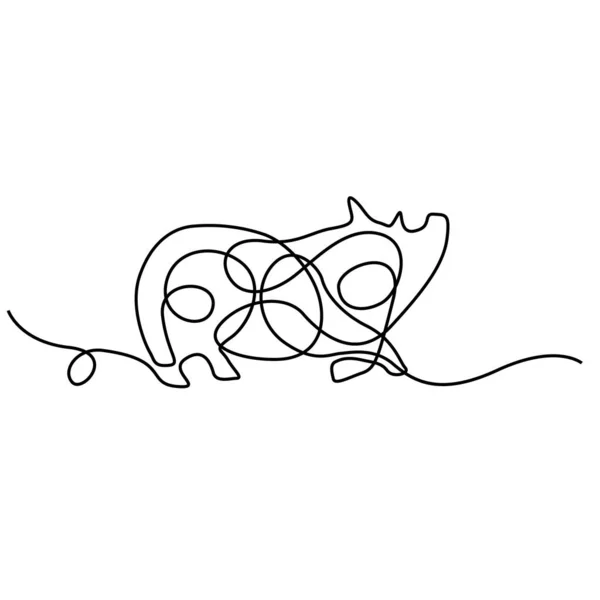 Continuous Line Drawing Pig Happy 2019 New Year Vector Illustration — Stock Vector