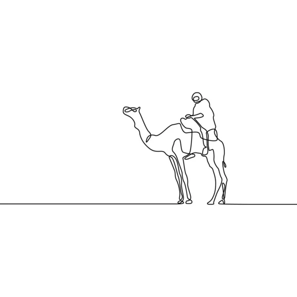 Непрерывная Линия Рисования Верблюдов Векторная Иллюстрация — стоковый вектор
