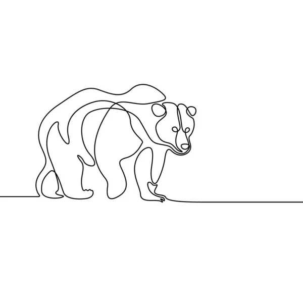 Continuous Line Going Bear Ilustração Vetorial —  Vetores de Stock