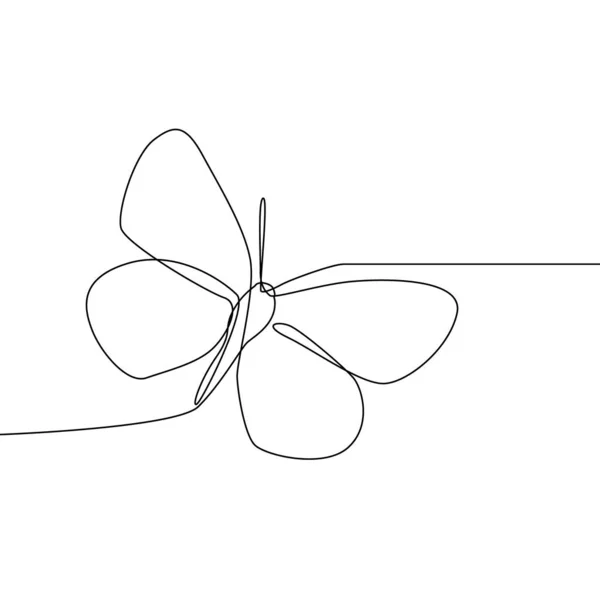 白い背景に隔離された連続線蝶 蝶ベクトルイラスト — ストックベクタ