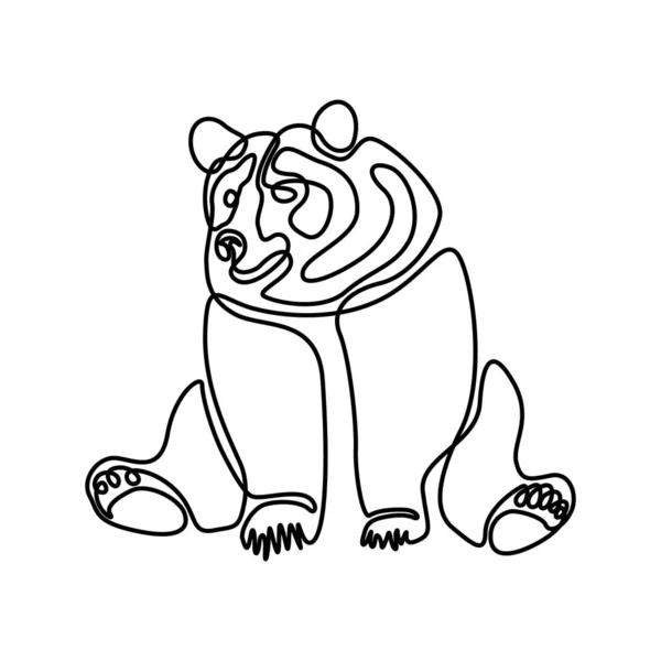 連続ライン座っているクマ ベクトル図 — ストックベクタ