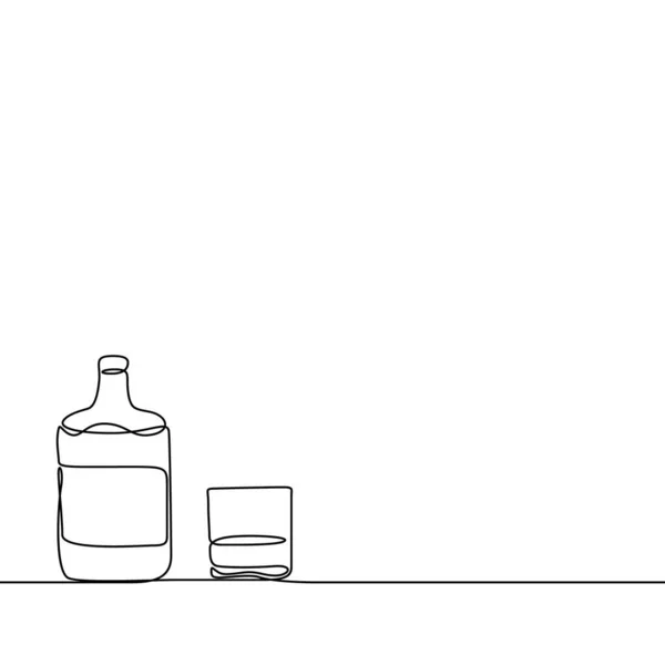 Kontinuierliche Linie Whisky Und Ein Glas Vektorillustration — Stockvektor