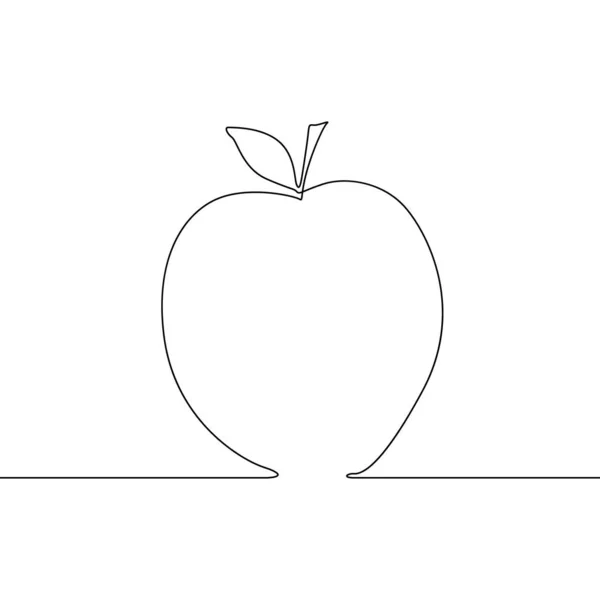 Ciągłe Jabłko Linii Białym Tle Ilustracja Wektorowa — Wektor stockowy