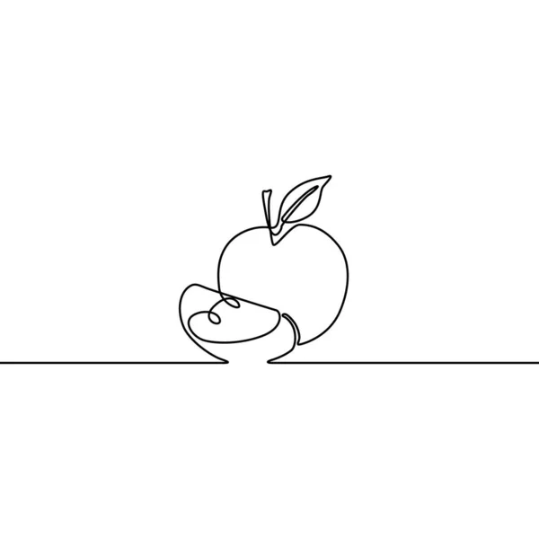 Línea Continua Appe Rebanada Manzana Ilustración Vectorial — Archivo Imágenes Vectoriales