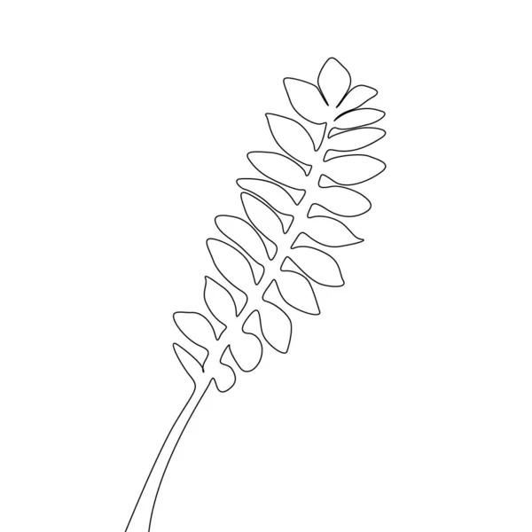 Une Ligne Dessinant Une Feuille Branche Tropicale Ligne Continue Plante — Image vectorielle