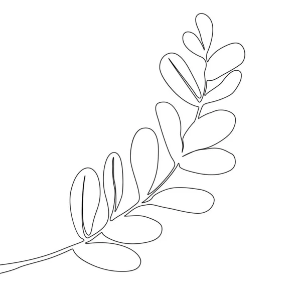 One Line Drawing Tropical Branch Continuous Line Exotic Plant — Stock Vector