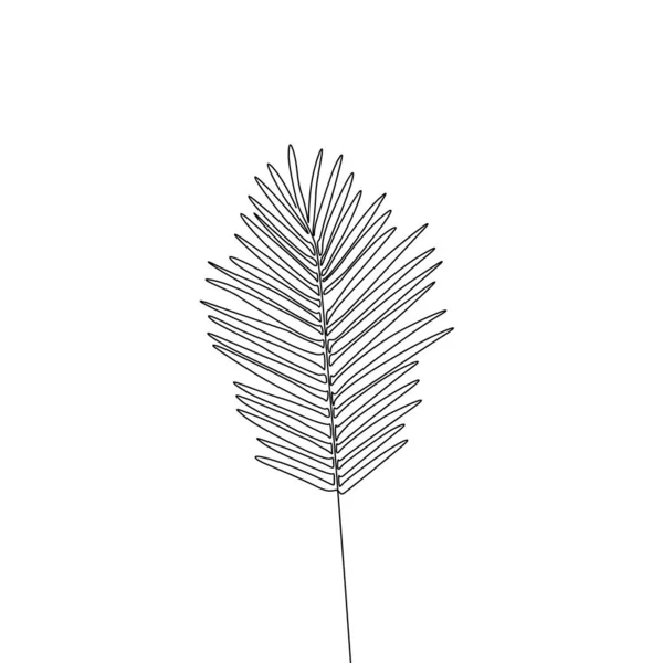 Une Ligne Dessinant Une Feuille Palmier Areca Ligne Continue Plante — Image vectorielle