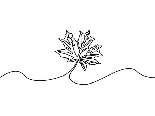 連続線カエデの葉 秋のテーマ ベクトルイラスト — ストックベクタ