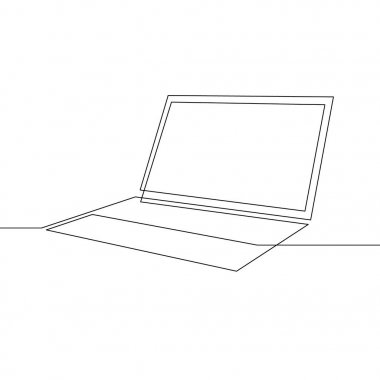 Sürekli tek satırdizüstü bilgisayar. Vektör çizimi.