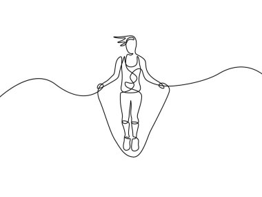 Sürekli çizgi çizimKadın ip atlama