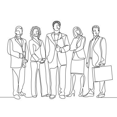 Sürekli tek satır çizim takım ofis çalışanları