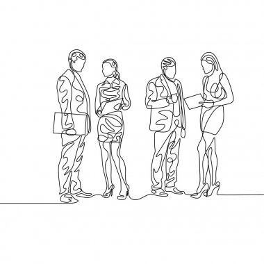 Sürekli bir satır iki iş adamı iki çift iş tartışıyor