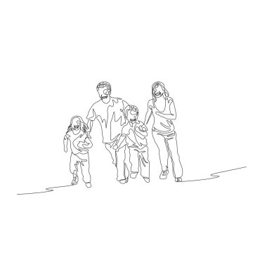 Sürekli bir satır mutlu aile çalışan. Aile kavramı