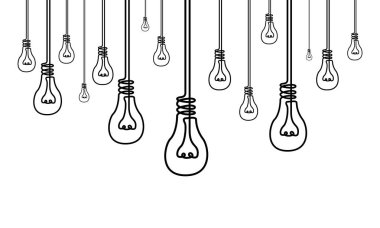 Sürekli hat ampuller bir sürü, birçok fikir, yaratıcılık kavramı