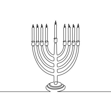 Sürekli bir satır Hanukkah mum. Vektör çizimi. 