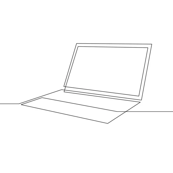 Ein Durchgehender Einzeiliger Laptop Vektorillustration — Stockvektor