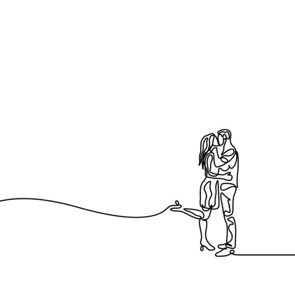 Sürekli bir satır erkek ve kadın kucaklama ve öpücük