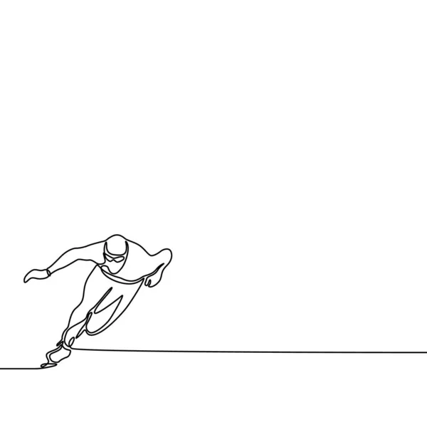 Linha Contínua Skate Runner Jogos Olímpicos Inverno — Vetor de Stock