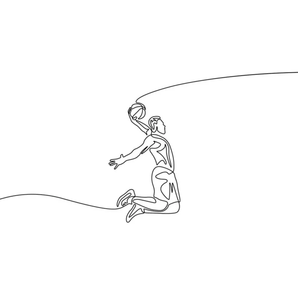 Безперервний Один Рядок Малювання Баскетболіста Робить Слимака Дюйма — стоковий вектор