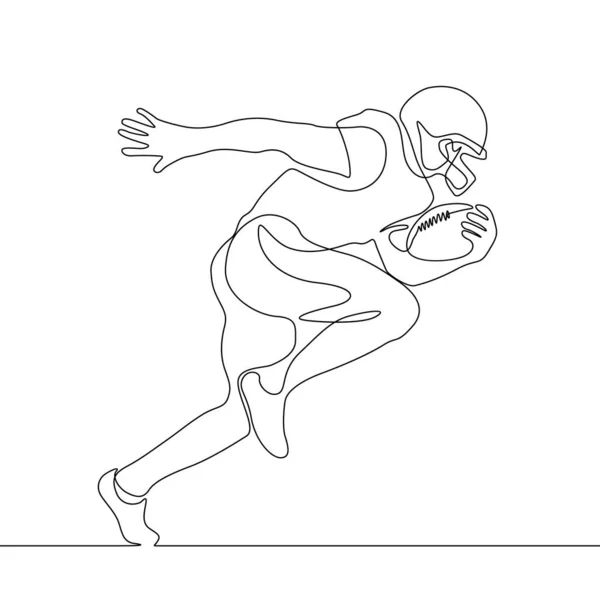 Dessin Continu Une Ligne Cours Exécution Joueur Football Américain — Image vectorielle