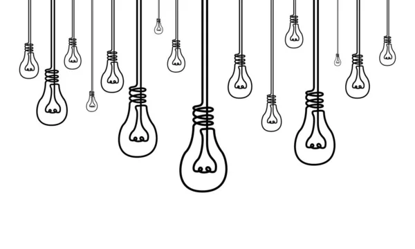 Continuous Line Lot Light Bulbs Many Ideas Creativity Concept — Stock Vector