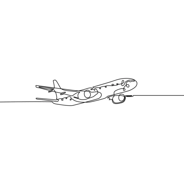 Doorlopende Lijn Vliegtuig Geïsoleerd Witte Achtergrond Vector — Stockvector
