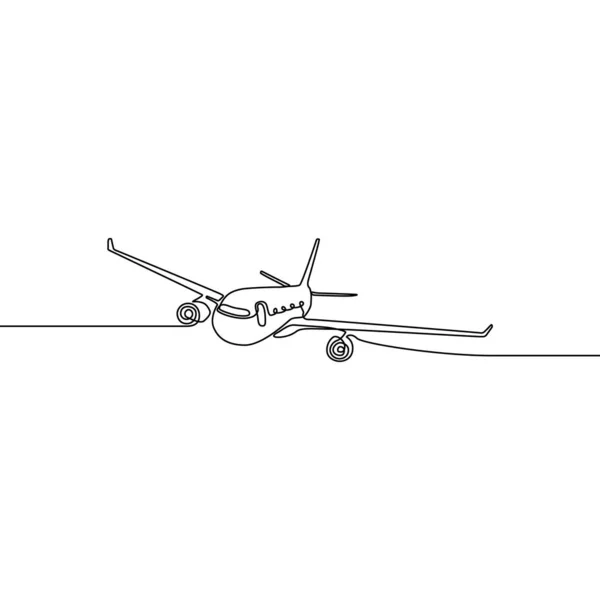 Kontinuerlig Linje Ritning Flygplan Vektor Illustration — Stock vektor