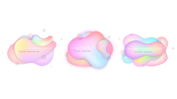 一套带有透明气泡鼓风机的液体元件的软颜色 流畅多彩的形状 Eps — 图库矢量图片