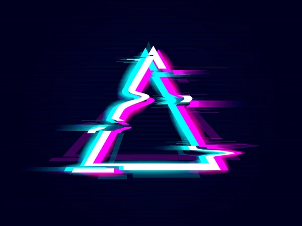 Glitched Triangle Frame Design Vervormde Glitch Stijl Moderne Achtergrond Glow — Stockvector