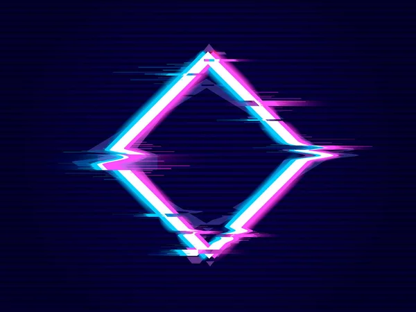 Rhombus Met Glitch Effect Vervormd Glitch Stijl Moderne Achtergrond Gloed — Stockvector