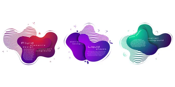 Set of abstract fluid elements, saturated gradient banners with flowing liquid forms. Abstract background. EPS 10, vector Stock Illustration