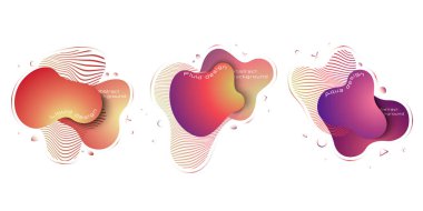 Sıvı soyut elemanları seti, modern trendy dinamik renkli elemanları. Soyut arka plan. Eps 10, vektör