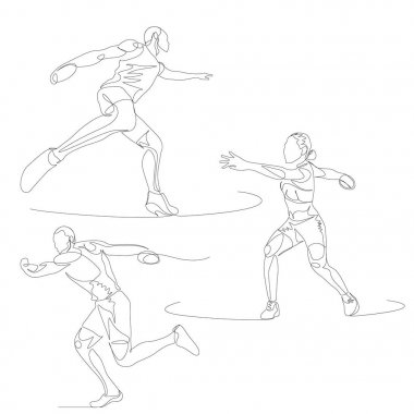 Sürekli bir satır lık disk atıcı seti. Yaz Olimpiyat Oyunları. Vektör