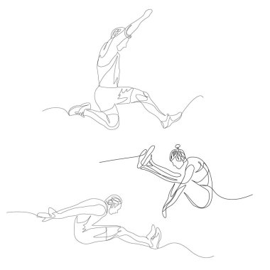 Sürekli bir satır uzun atlama seti. Yaz Olimpiyat Oyunları. Vektör