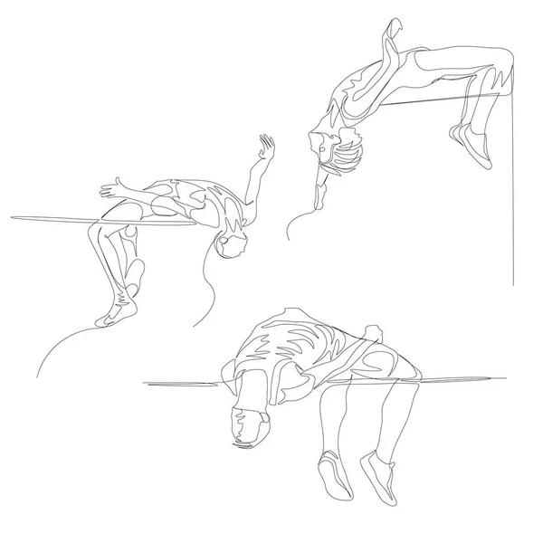 Conjunto continuo de saltadores de una línea. Juegos Olímpicos de Verano. Vector — Archivo Imágenes Vectoriales