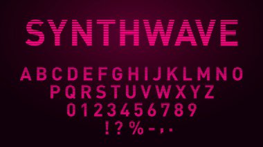 Sentetik pembe yazı tipi 1980 'lerin tarzında. Çizgili harfleri, sayıları ve sembolleri geri çek. Eps 10
