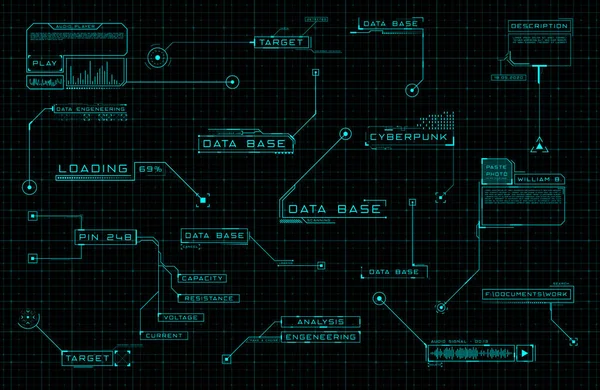 HUD tasarım elementleri. Çağrı gelecek kullanıcı arayüzleri kümesi. Kontrol paneli ve kullanıcı menüsü HUD, GUI, FUI 'nin modern dijital düzeni. Düzenlenebilir felç. Animasyon için iyi. Vektör