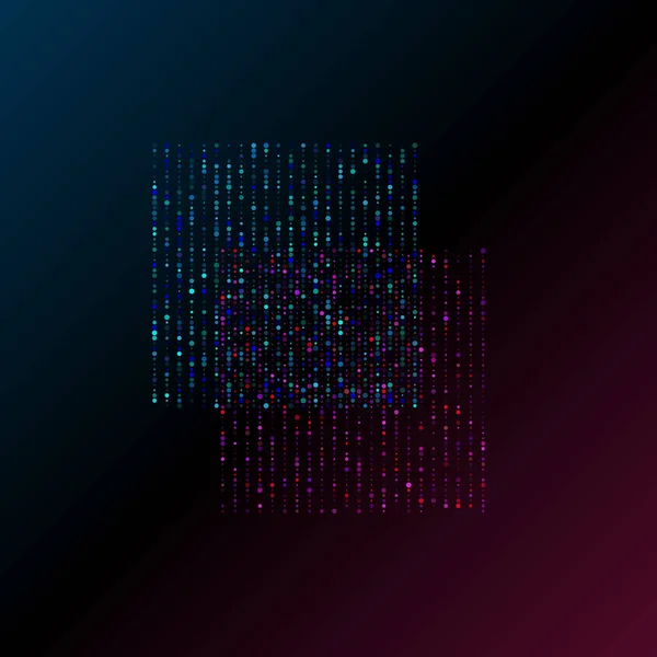 Visualizzazione dei big data. Due quadrati blu e rosa di strisce verticali di unità di dati. Scienza, concetto tecnologico. Illustrazione vettoriale. — Vettoriale Stock